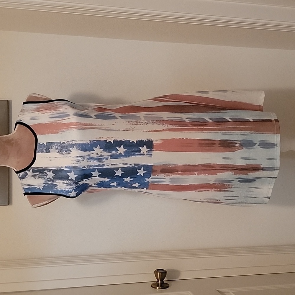 Casa Lee Patriotic American Flag Dress, Size XL, EUC!